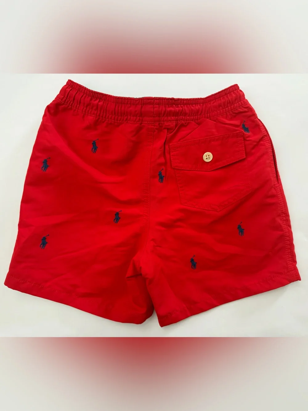 Polo by Ralph Lauren Youth Red Swim Shorts with Navy Pony Embroidery